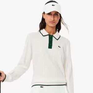 NWT! Lacoste Sport Golf Polo Women's size 8 (40) cream and green